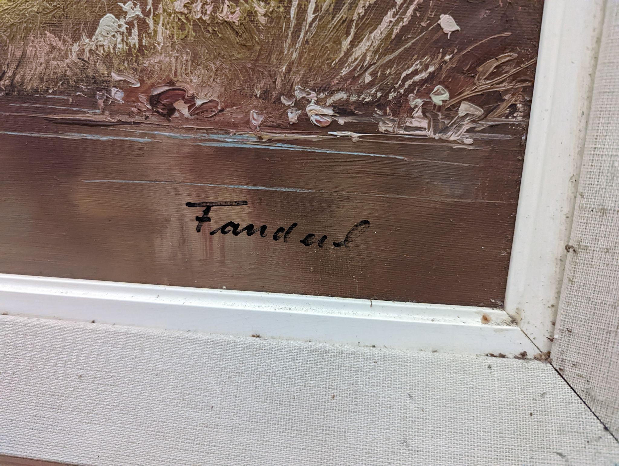 Fanderl, oil on canvas, 'The Quiet Pool', signed with Stacy Marks label verso dated 1975, 60 x 90cm
